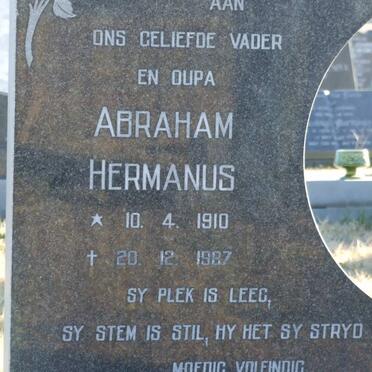 ROUX Abraham Hermanus, le 1910-1987 &amp; Susanna Elizabeth MARAIS 1908-1985