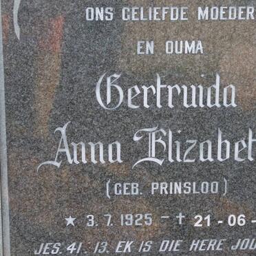 SPUY  Gertruida Anna Elizabeth,  van der nee PRINSLOO 1925-2005