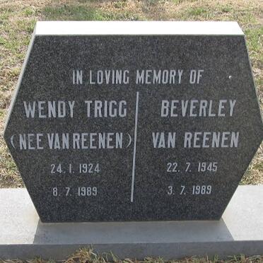 TRIGG Wendy nee VAN REENEN 1924-1989 :: VAN REENEN Beverley 1945-1989