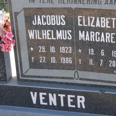 VENTER Jacobus Wilhelmus 1923-1986 &amp; Elizabeth Margaret 1916-2007