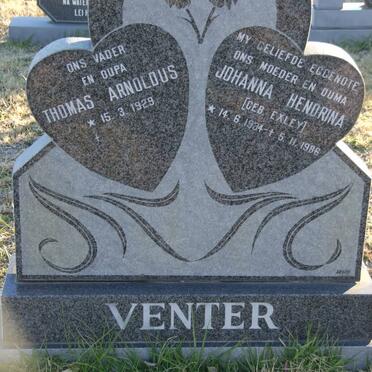 VENTER Thomas Arnoldus 1929- &amp; Johanna Hendrina EXLEY 1934-1986
