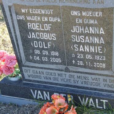 WALT Roelof Jacobus, van der 1918-2005 &amp; Johanna Susanna 1923-2008