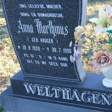 WELTHAGEN Anna Marthinus nee KRUGER 1920-1996