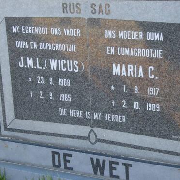 WET J.M.L., de 1908-1985 &amp; Maria C. 1917-1989