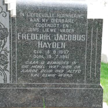 HAYDEN Frederik Jacobus 1897-1951