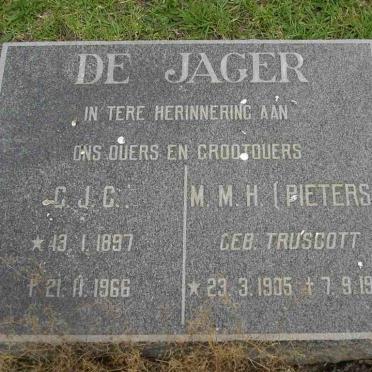 JAGER C.J.C., de 1897-1966 &amp; M.M.H PIETERS nee TRUSCOTT  1905-1978