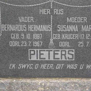 PIETERS Bernardus Hermanus 1887-1967 &amp; Susanna Maria KRUGER 1893-1967