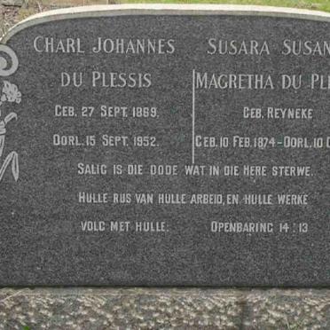 PLESSIS Charl Johannes, du 1869-1952 &amp; Magretha REYNEKE 1874-1947