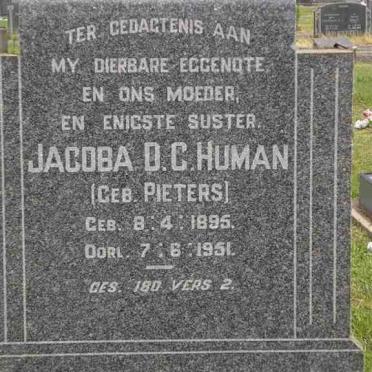 HUMAN Jacoba D.C. neé PIETERS 1895-1951