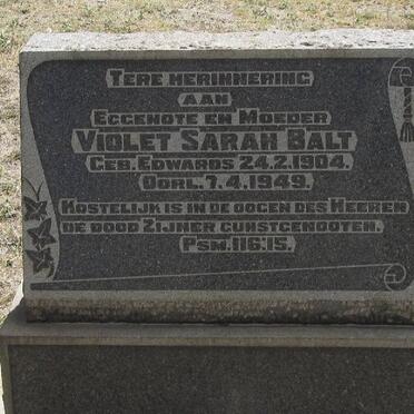 BALT Violet Sarah nee EDWARDS 1904-1949