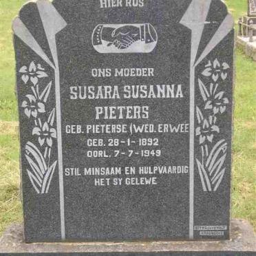 PIETERS Susara Susanna formerly ERWEE neé PIETERSE 1892-1949