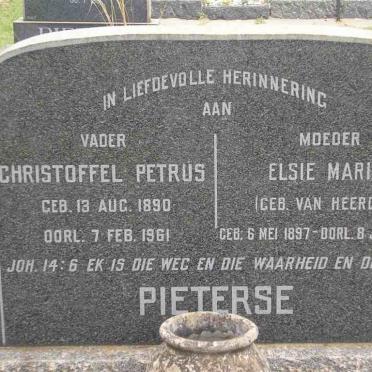 PIETERSE Christoffel Petrus 1890-1961 &amp; Elsie Maria VAN HEERDEN 1897-1978