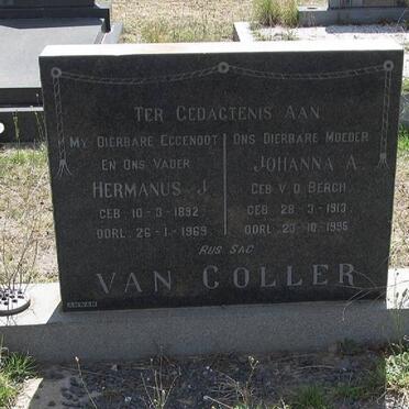 COLLER Hermanus J., van 1892-1969 &amp; Johanna A. V.D.BERGH 1913-1995
