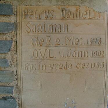 SAAIMAN Petrus Daniel 1878-1902