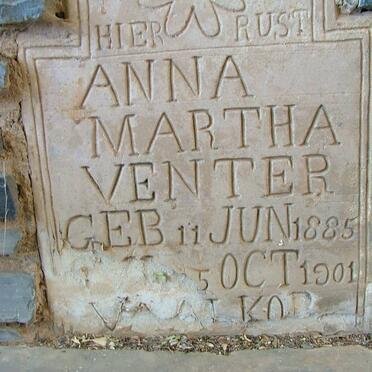 VENTER Anna Martha 1885-1901