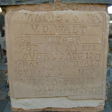 WALT Jaatje S., v.d. nee KRUGER 1862-1901 :: WALT Johanna E., v.d. 1899-1901