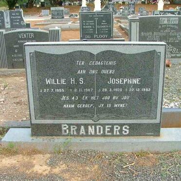 BRANDERS Willie H.S. 1885-1967 &amp; Josephine 1900-1982