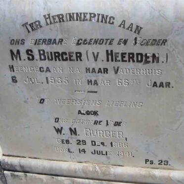 BURGER W.N. 1866-1941 &amp; M.S. V. HEERDEN -1935