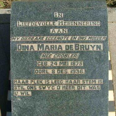 BRUYN Dina Maria, de nee GROBLER 1875-1936