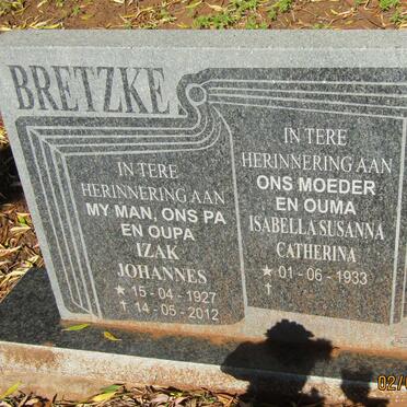 BRETZKE Izak Johannes 1927-2012 &amp; Isabella Susanna Catherina 1933-
