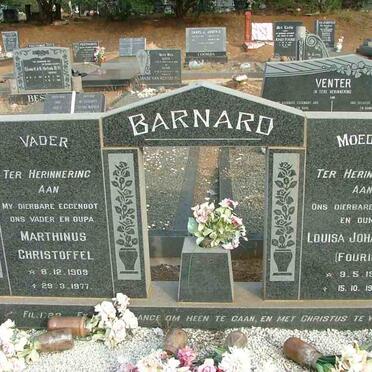 BARNARD Marthinus Christoffel 1909-1977 &amp; Louisa Johanna C. FOURIE 1913-1990