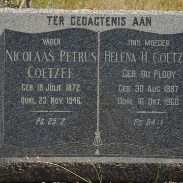 COETZEE Nicolaas Petrus 1872-1946 &amp; Helena H. DU PLOOY 1887-1960