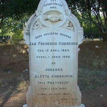 COMBRINCK Jan Frederick 1823-1882 &amp; Johanna Aletta PRETORIUS 1830-1889