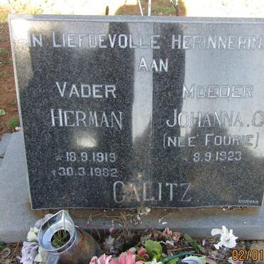 CALITZ Herman 1919-1982 &amp; Johanna C. FOURIE 1923-