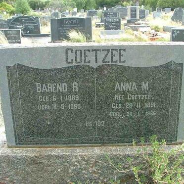 COETZEE Barend R. 1889-1955 &amp; Anna M. COETZEE 1891-1966