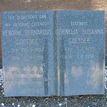 COETSEE Hendrik Bernardus 1892-1966 &amp; Cornelia Susanna 1899-1978