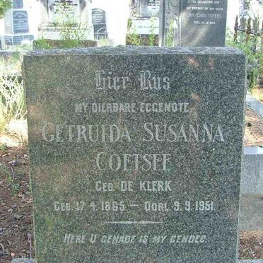 COETSEE Gertruida Susanna nee DE KLERK 1865-1951