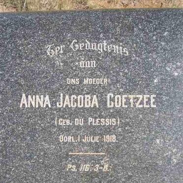 COETZEE Anna Jacoba nee DU PLESSIS -1918