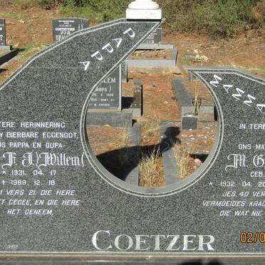 COETZER W.J F.J. 1931-1989 &amp;  M.C. HATTINGH 1932-2014
