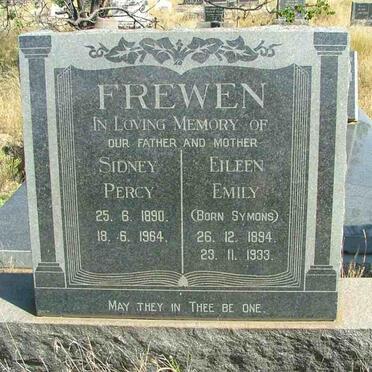 FREWEN Sidney Percy 1890-1964 &amp; Eileen Emily SYMONS 1894-1933