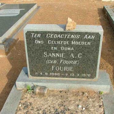 FOURIE Sannie A.C. nee FOURIE 1886-1976