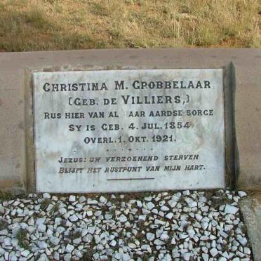 GROBBELAAR Christina M. nee DE VILLIERS 1854-1921