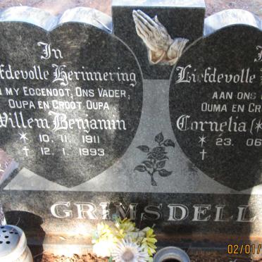 GRIMSDELL Willem Benjamin 1911-1993 &amp; Cornelia V.D. HEEVER 1914-