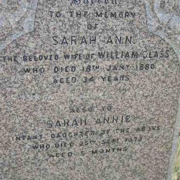 GLASS Sarah Ann -1880 :: GLASS Sarah Annie -1873