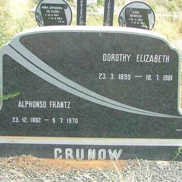 GRUNOW Alphonso Frantz 1882-1970 &amp; Dorothy Elizabeth 1899-1981