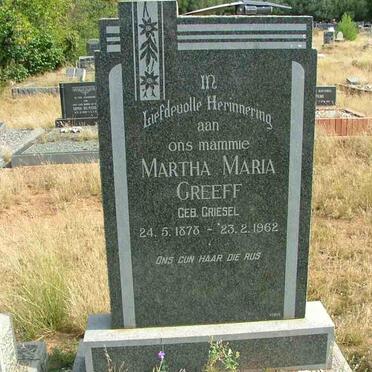 GREEFF Martha Maria nee GRIESEL 1878-1962