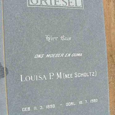 GRIESEL Louisa P.M. nee SCHOLTZ 1890-1980