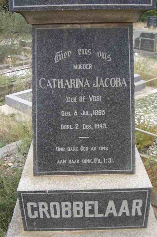 GROBBELAAR Catharina Jacoba nee DE VOS 1865-1943