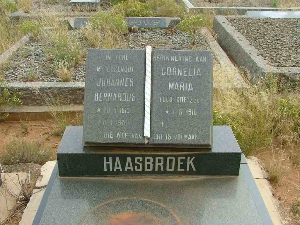 HAASBROEK Johannes Bernardus 1913-1976 &amp; Cornelia Maria COETZEE 1910-