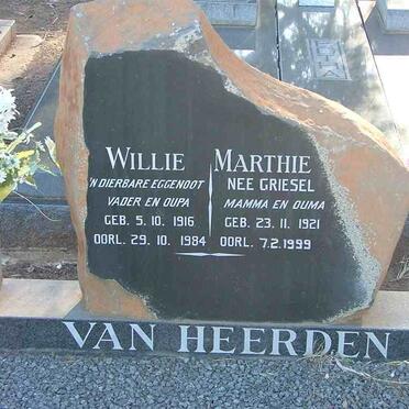 HEERDEN Willie, van 1916-1984 &amp; Marthie GRIESEL 1921-1999