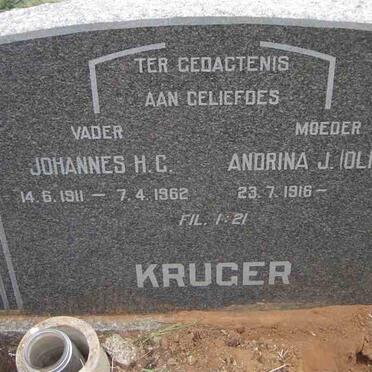 KRUGER Johannes H.G. 1911-1962 &amp; Andrina J. OLIVIER 1916-