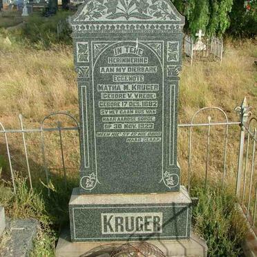 KRUGER Matha M. nee V. VREDE 1882-1923