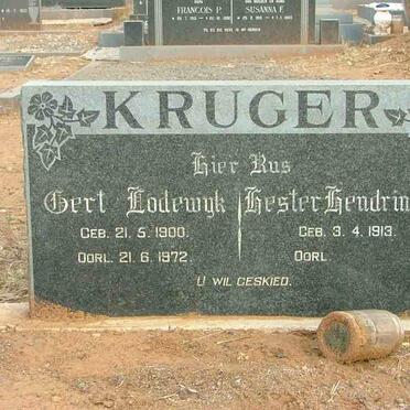 KRUGER Gert Lodewyk 1900-1972 &amp; Hester Hendrina M. 1913-