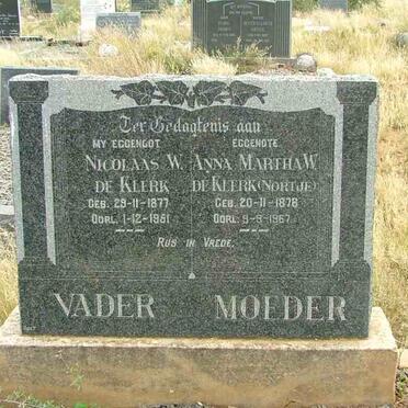 KLERK Nicolaas W., de 1877-1951 &amp; Anna Martha W. NORTJE 1878-1967