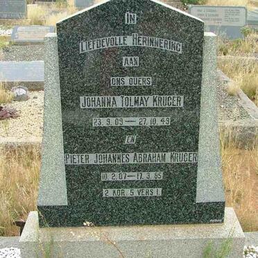 KRUGER Pieter Johannes Abraham 1907-1985 &amp; Johanna Tolmay 1909-1949