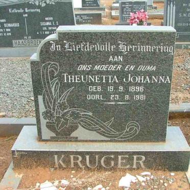 KRUGER Theunetta Johanna 1896-1981